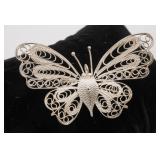 Sterling Silver Filigree Butterfly Brooch