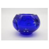 Colbalt Blue Crystal Bowl w/Stars & Moon