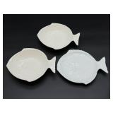 California Pottery White Fish Serving Dishes