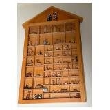 Wooden Display Case w/Miniature German Figures
