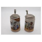 (2) German Porcelain & Pewter Beer Steins