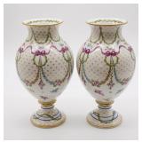 Pair French Sevres Style Hand Painted Vase