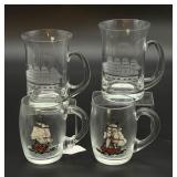 (4) Schooner Glass Beer Mugs