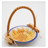 Long Leaf Pine Needle Clay Basket Signed