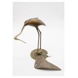 Brass Crane Sculpture As Is Wings Broken