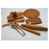 Assorted Bread Boards, Knife, Rolling Pins and