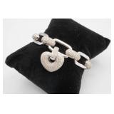 14kt WG Pave Diamond w/ Floating Heart Charm