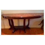 Large Burl Wood Demilune Console Table