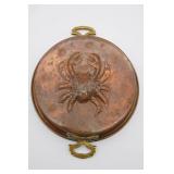 Copper Mold w/Crab Design w/Brass Handles