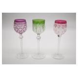 (3) Cut to Clear Wine Glasses