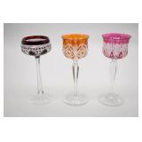 (3) Cut to Clear Wine Glasses