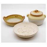 (3) Handmade Pottery Pieces ~ Tan & Gray
