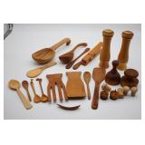 Assorted Wood Utensils and S&P Shakers