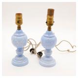 Pair of Opaline Blue Czechoslovakia Glass Lamps