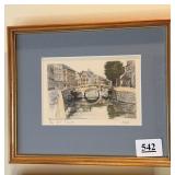 Etching Print Augustine Bridge in Bruges, Belgium