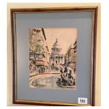 Signed Lithograph by Franz Herbelot Pantheon in
