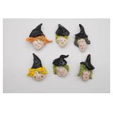 (6) Ceramic Witch Pins