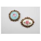 Vintage Enamel Brooches Signed ART