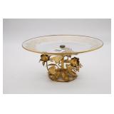 Hollywood Regency Gold Gilt Toile Compote