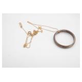 14kt Gold Necklace and Sterling Silver Band