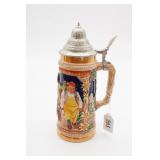 German Beer Stein with Pewter Lid
