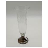 Sterling Silver Base and Glass Flower Vase