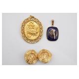 Pair of Gold Tone Clip on Earrings,  (2) Gold Tone