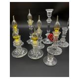 Assorted Crystal Candlesticks w/Oil Lamps
