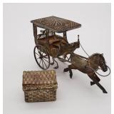 Sterling Silver Horse Drawn Carriage Sculpture and