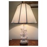 Italian Hand Carved Alabaster Floral Table Lamp