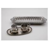 Oneida Stainless Creamer & Sugar & Pewtarex Tray