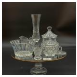 Variety of Cut Crystal Glassware & Glass Cake