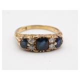 14kt Yellow Gold Diamond & Sapphire Ring