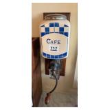 European Blue & White Wall Mount Coffee Grinder