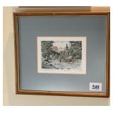 Etching Print Parish Church of St. Sebastian in