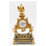 Early  French Gilt Clock with Eagle,  Lions,