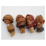 Anri Style Hand Carved Wood Bottle Stoppers