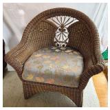 Modern Woven Wicker Rattan Fan Back Chair