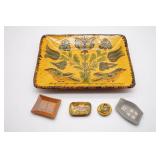 Sqraffito Redware Pottery Platter Signed and