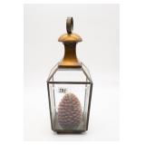 Copper & Brass Lantern w/Pinecone Candle