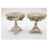 Pair of Dresden Style Porcelain Compotes