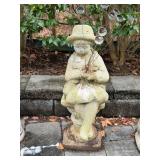 Concrete Girl Sitting on Pedestal