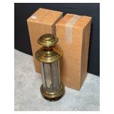 (3) Brass and Glass Candle Lanterns