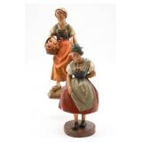 2 Hand Carved Figurines One Marked Pema