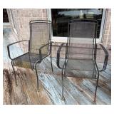 Pair of Wrought Iron Mesh Patio Arm Chairs