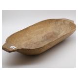 Large Light Brown Hand Carved Dough Bowl