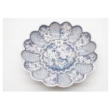 Hand Painted Blue & White Scalloped Platter