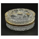 French Baccarat Style Crystal & Brass Oval Trinket
