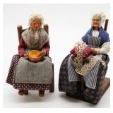 (2) French Santon Clay & Fabric Figures ~