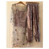 Vintage 1960's Floral Beaded Dress Sheer w/Lilac